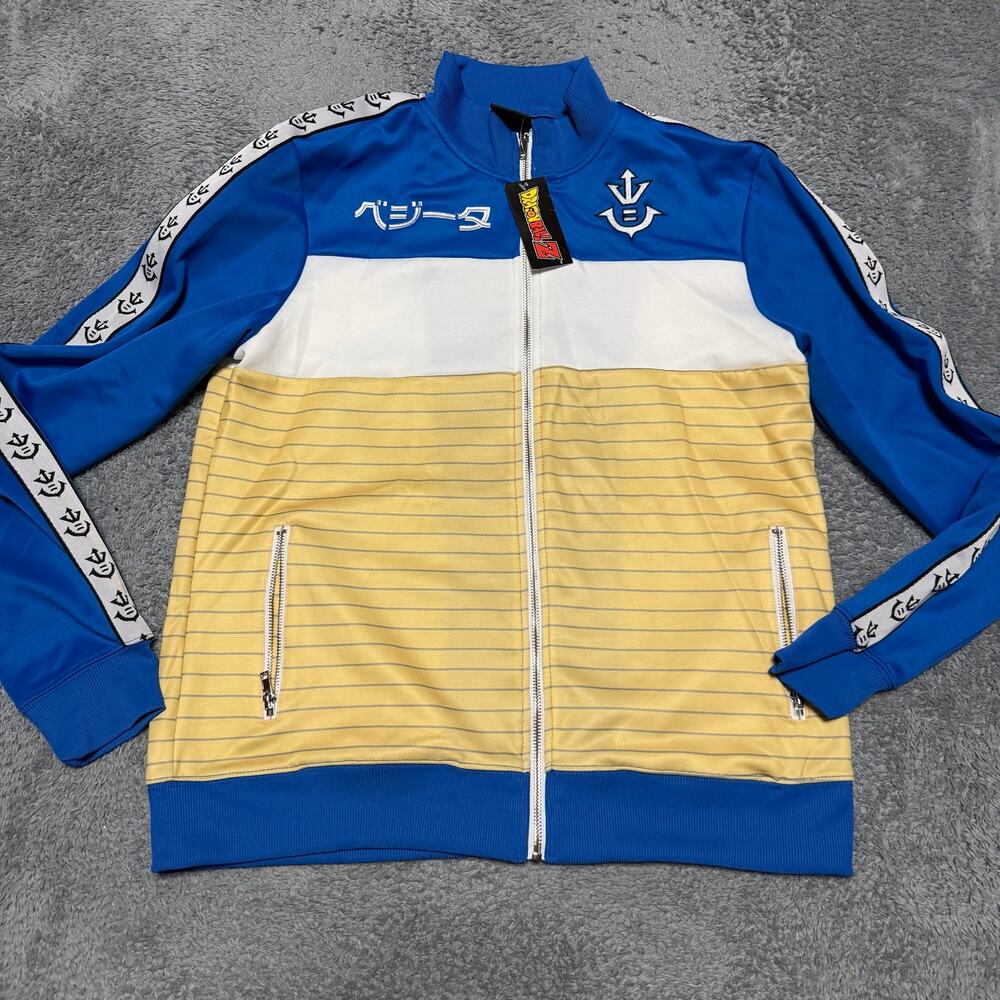 Dragon Ball Z Vegeta Track Jacket Blue White Yellow Medium DBZ Anime Full Zip